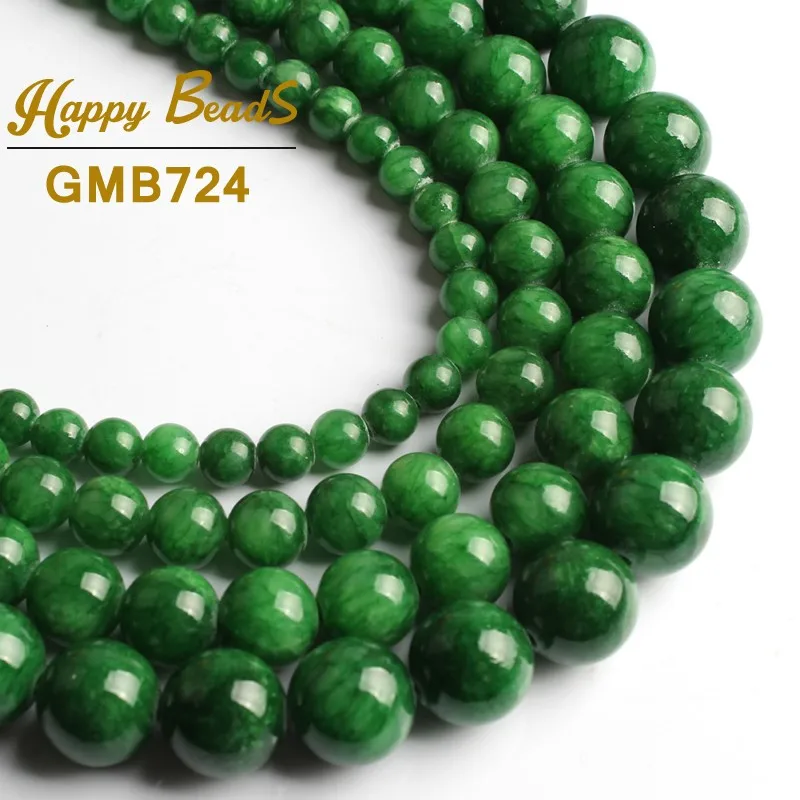 Natural Stone Jades Chalcedony Beads Round Smooth Loose Spacer Beads For Jewelry Making DIY Bracelet Necklace 15\