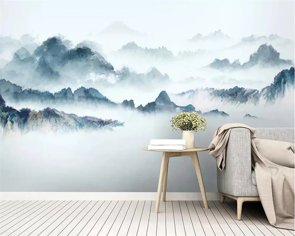 

Beibehang Custom wallpaper New Chinese abstract Ink landscape TV background walls bedroom living room decoration 3d wallpaper