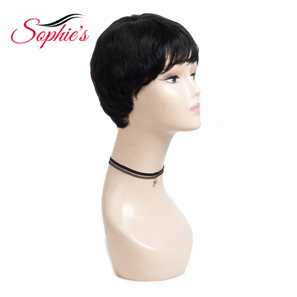 Sophie's-pelucas cortas de cabello humano para mujer, pelo brasileño de onda Natural, No Remy, sin olor, H. ANNA, hinchable, 4,5 pulgadas, 61g