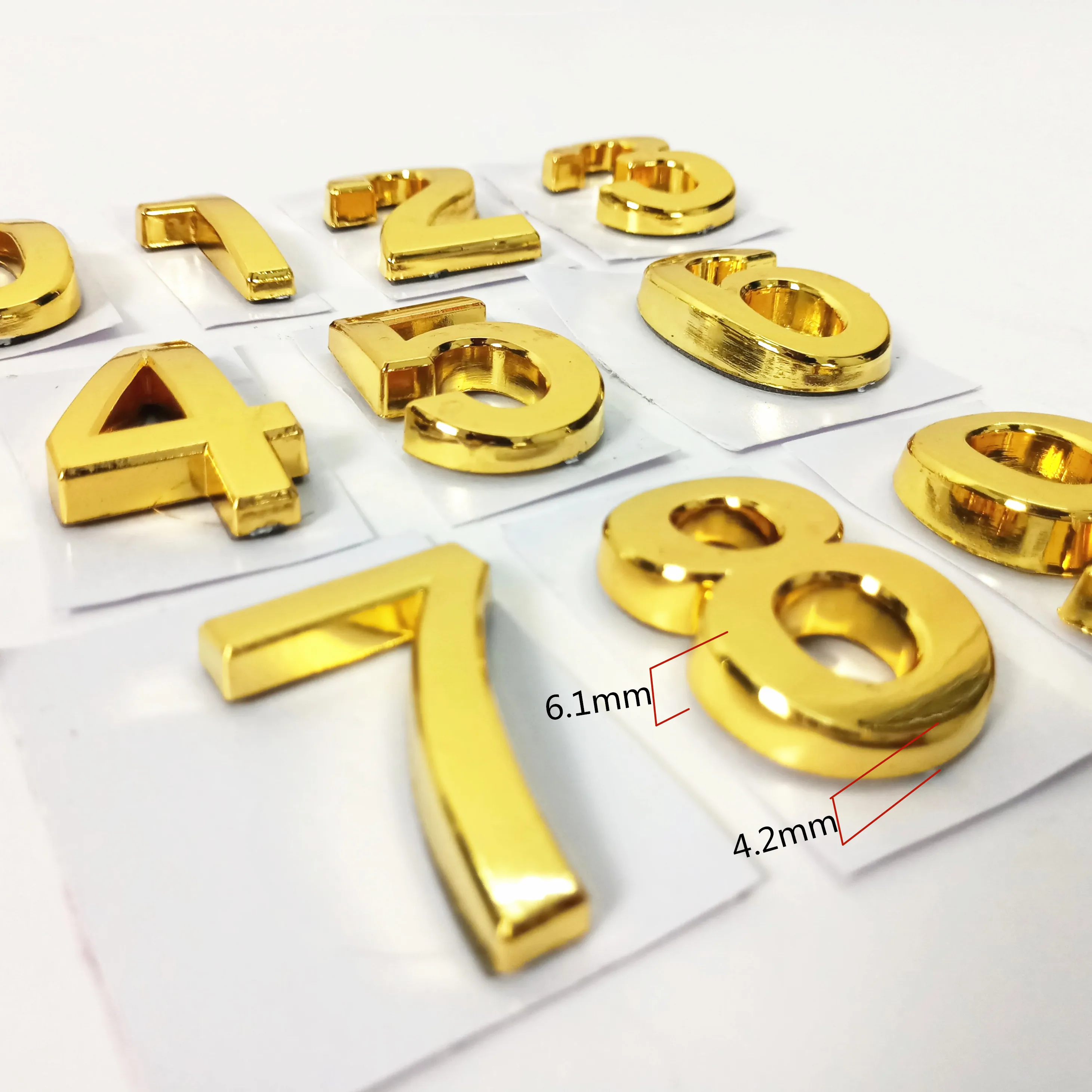 35mm ABS Plastic Golden Color House Door Number Self- Adhesive 0-9 Door Numbers Customized Hotel Address Sign Door plate