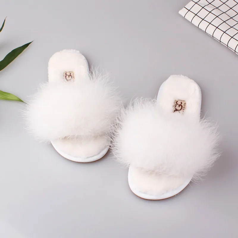 Clearance Sale Summer Autumn Women Home Plush Slippers With Fur Ladies Floor Bedroom Flip Flops zapatos de mujer Flat Shoes