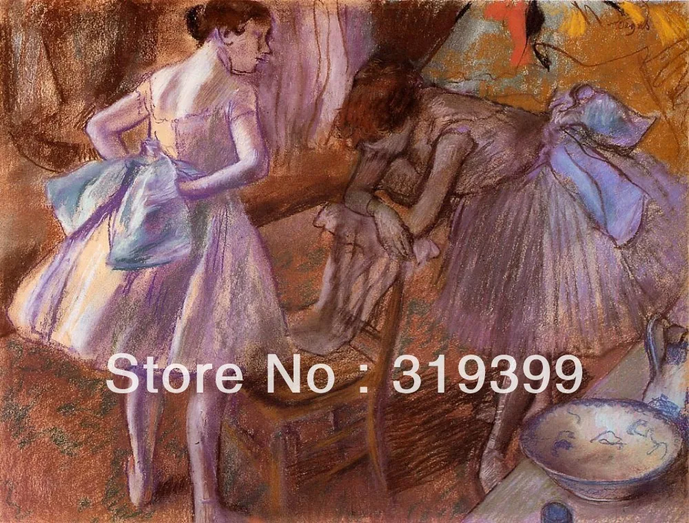 

Oil Painting Reproduction on Linen Canvas,Two Dancers in Their Dressing Room by edgar degas ,Free Shipping,100%handmade