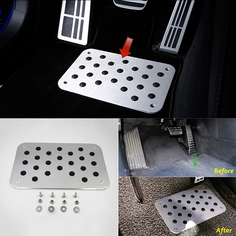 

Universal Aluminum Alloy Car Floor Mats Carpet Heel Pad Plate Pedal Foot Rest Mat 30x20cm Car Accessories