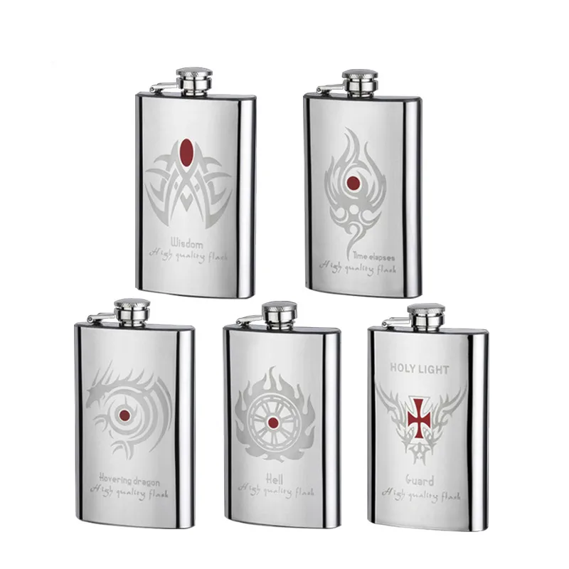 NEW 5 styles Creative Mirror drawing Stainless steel Flagon my Liquor Whisky Alcohol vodka Hip Flask Portable outdoor wine pot