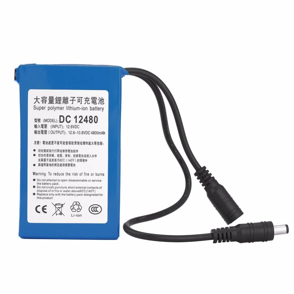 12 فولت بطارية حزمة 4800mah تيار مستمر 12.6 فولت بطارية ليثيوم قابلة للشحن كاميرا تلفزيونات الدوائر المغلقة كاميرات الفيديو النسخ الاحتياطي خلايا الطاقة + الاتحاد الأوروبي/الولايات المتحدة 1A شاحن