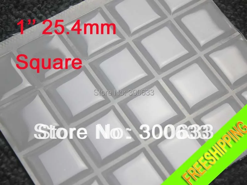 25.4mm  Square Clear Domed Epoxy Seal 3D Crystal Clear Epoxy Adhesive Circles Sticker DIY Jewelry Pendants Crafts