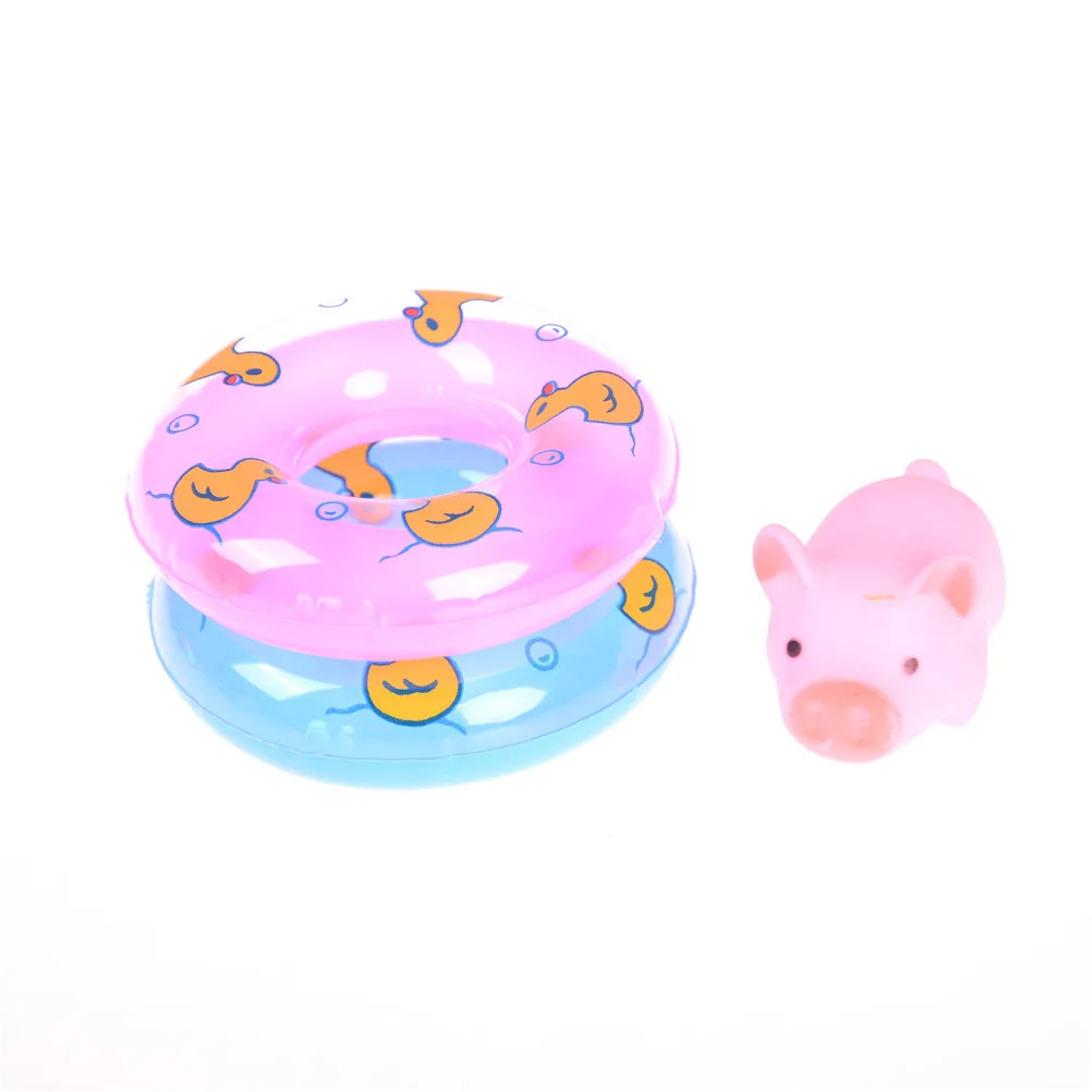 

1/3pcs Animals Swimming Water Buoy Lifebelt Ring Soft Floating Rubber Pigs Squeeze Sound Squeaky Bathing Toy For Baby Bath Toys