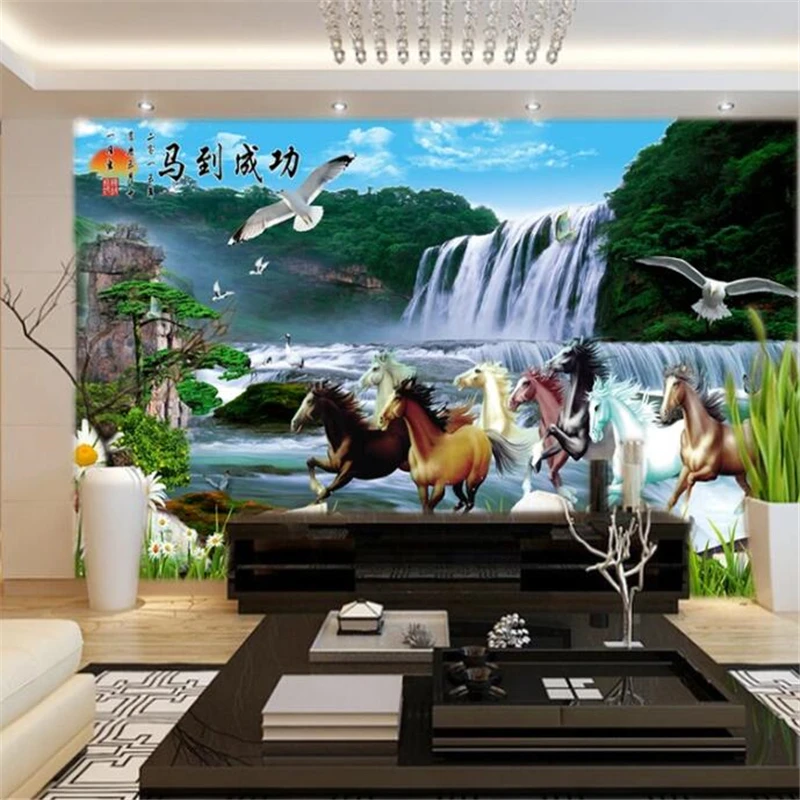 

Custom wallpaper 3d photo mural horse to success landscape scenery TV background wall papers home decor papel de pared wallpaper