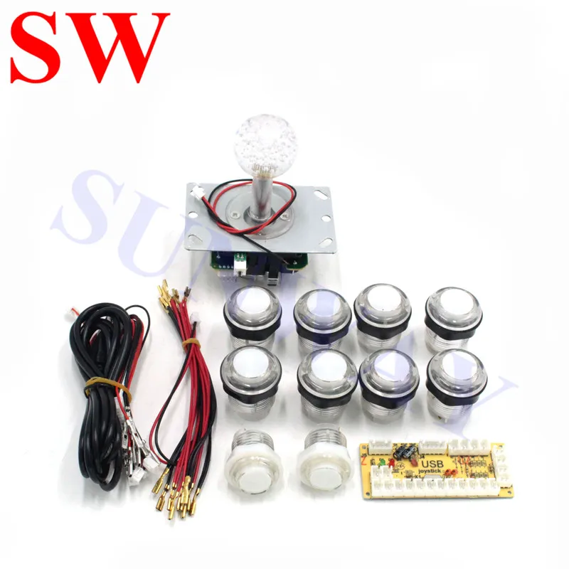 DIY Arcade Kits with Illuminated Sanwa joystick / LED push button/USB LED Controller for 1 player game machine parts