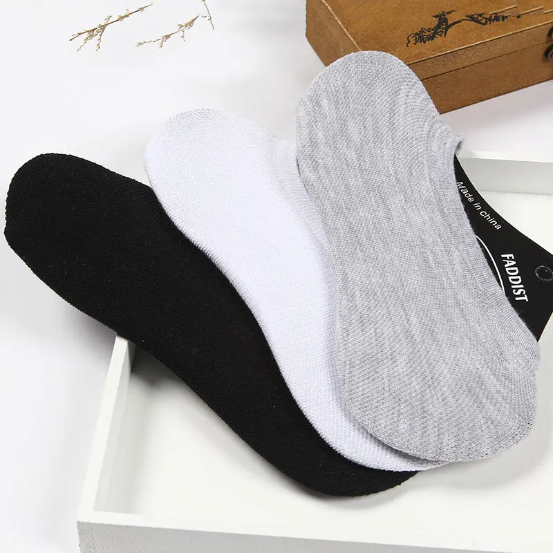 10Pairs/Lot Men Socks New Fashion Slippers Solid Cotton Sneakers Invisiable Heel Pain Soft Socks Gel Rubber Sapatos Sock Socks