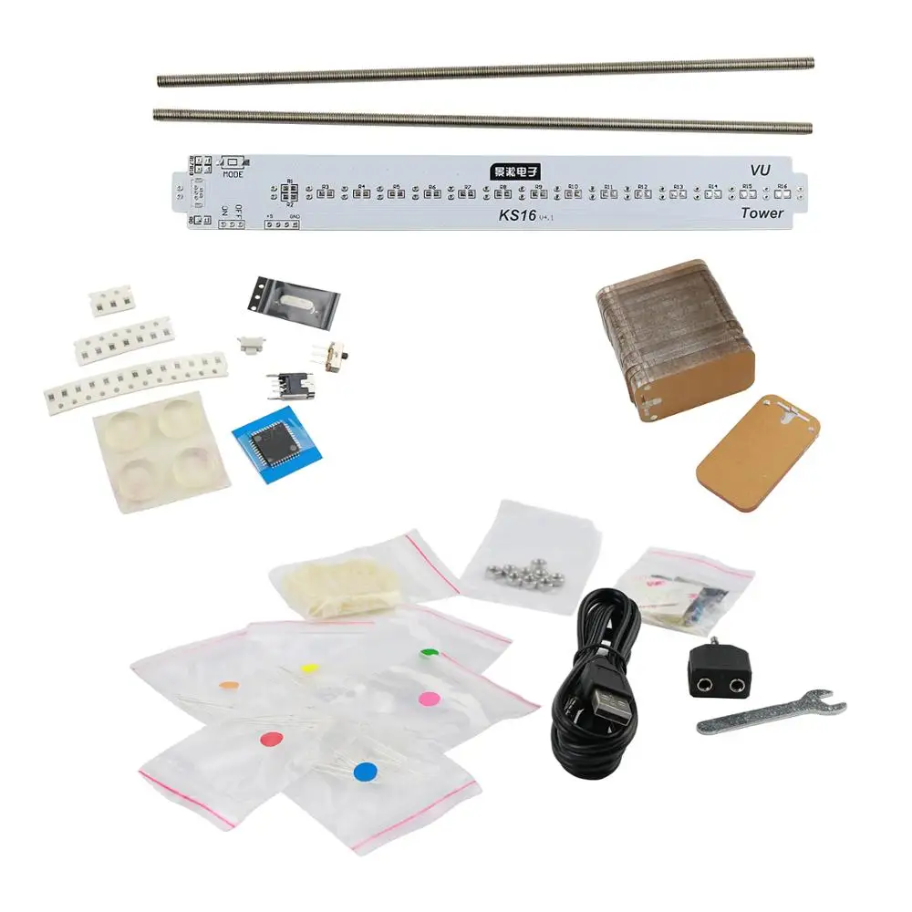 GHXAMP LED Level Display KS16 Music Spectrum DIY Kits VU Tower Fantasy Crystal Sound Column Electronic DIY kits 1pc