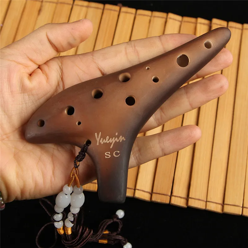 High Quality 12 Hole Ocarina Alto &Soprano C/G/F Key Smoked Burning Process Professional Ceramic  Flute Musical Instruments