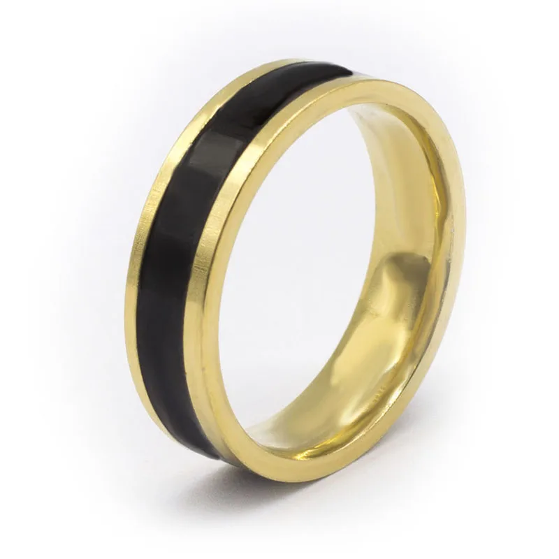 New Simple Stainless Steel Trendy Rings Jewelry Fashion Black White Color Steel Rings for Women and Men