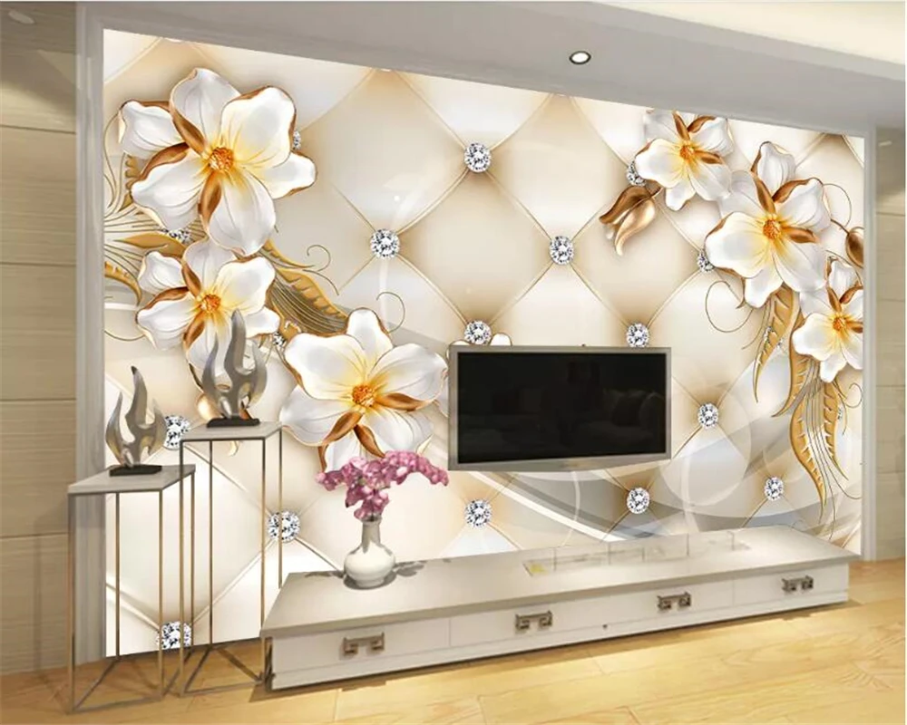 

Beibehang Custom wallpaper 3d European orchid high quality soft pack Living room sofa background wall papel de parede wallpaper