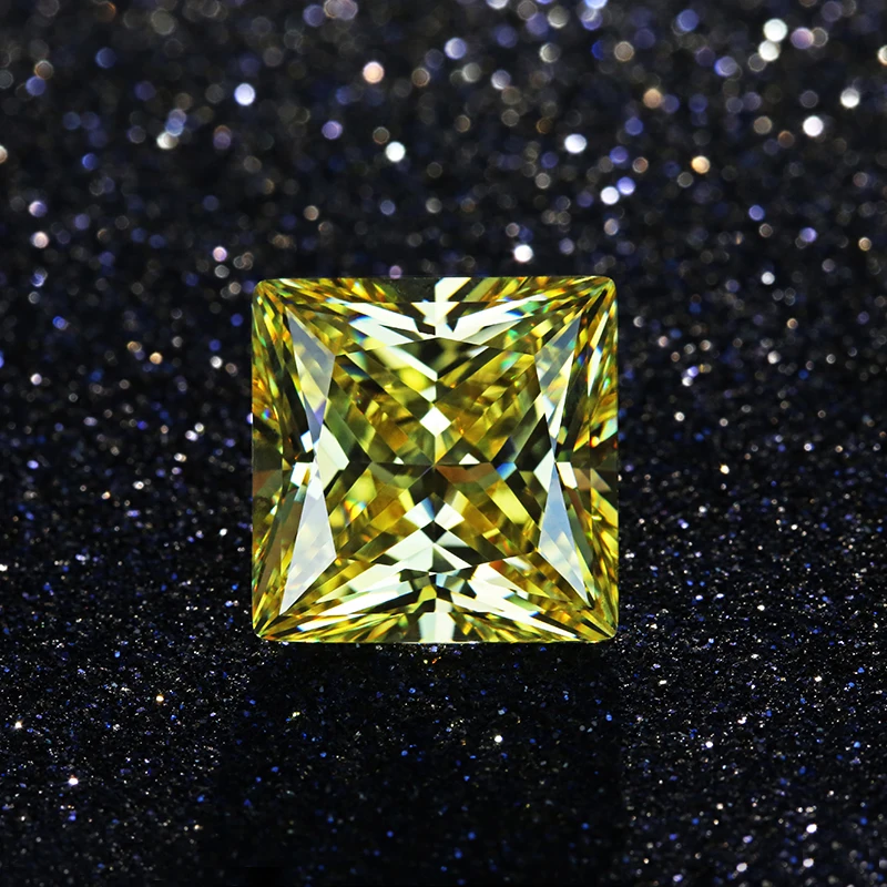 10*10mm light yellow color Square shape excellent princess cut for the cubic zirconia stone CZ stone from qianxianghui