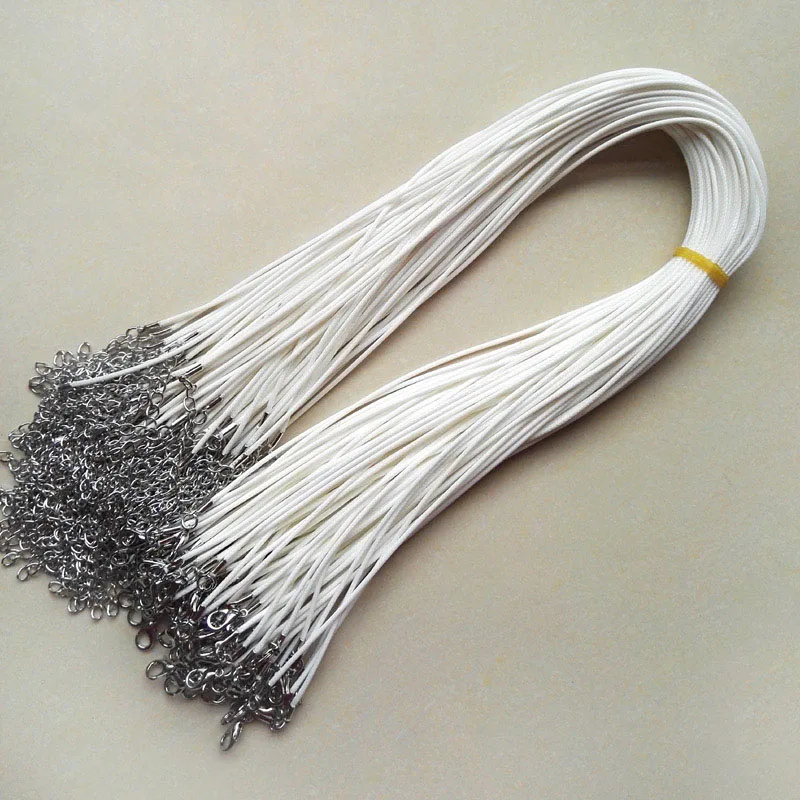 

Wholesale 1.5mm white Wax Leather Cord Necklace Rope 45cm Chain Lobster Clasp DIY Jewelry Accessories 100pcs/lot Fast Ship