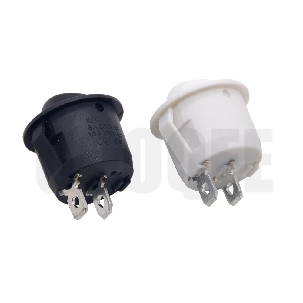 5PCS SPDT Small Round  Rocker Switches Black Mini Round Black White 2 Pin ON-OFF Rocker Switch