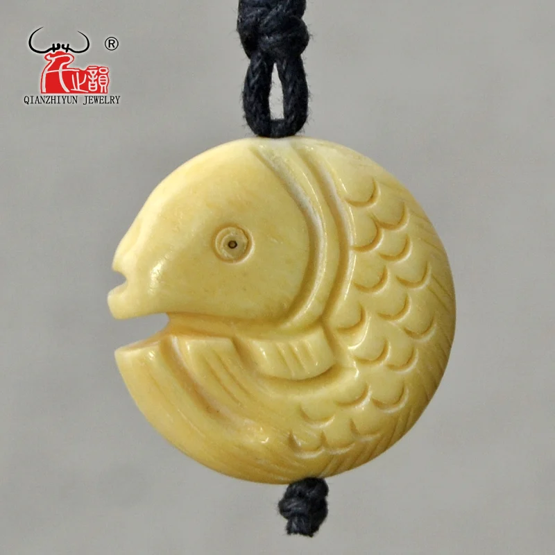 GX097 Hot Sale Yak bone fish jewelry Hawaii Surfer pendant women necklace Vintage yellow necklace handmade jewelry