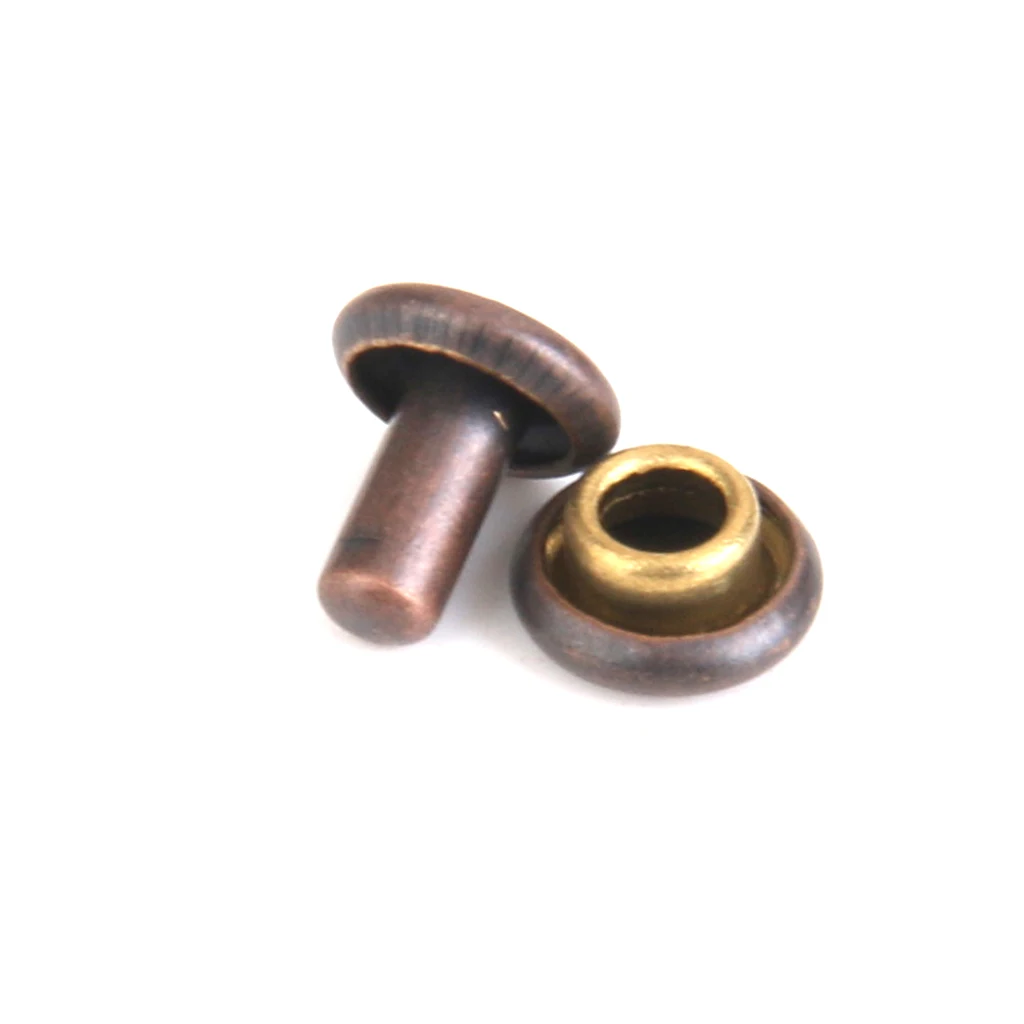 New Hot DIY Jeans Copper Dual Head Craft Rivets 6 x 7mm Pack of 50Pcs Brass Rock Band Clothes Toys Garments Sewing Accessor Gift