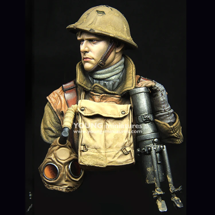 1/10 British LEWIS Gunner WWI, Resin Model Bust GK, military theme, Unassembled and unpainted kit