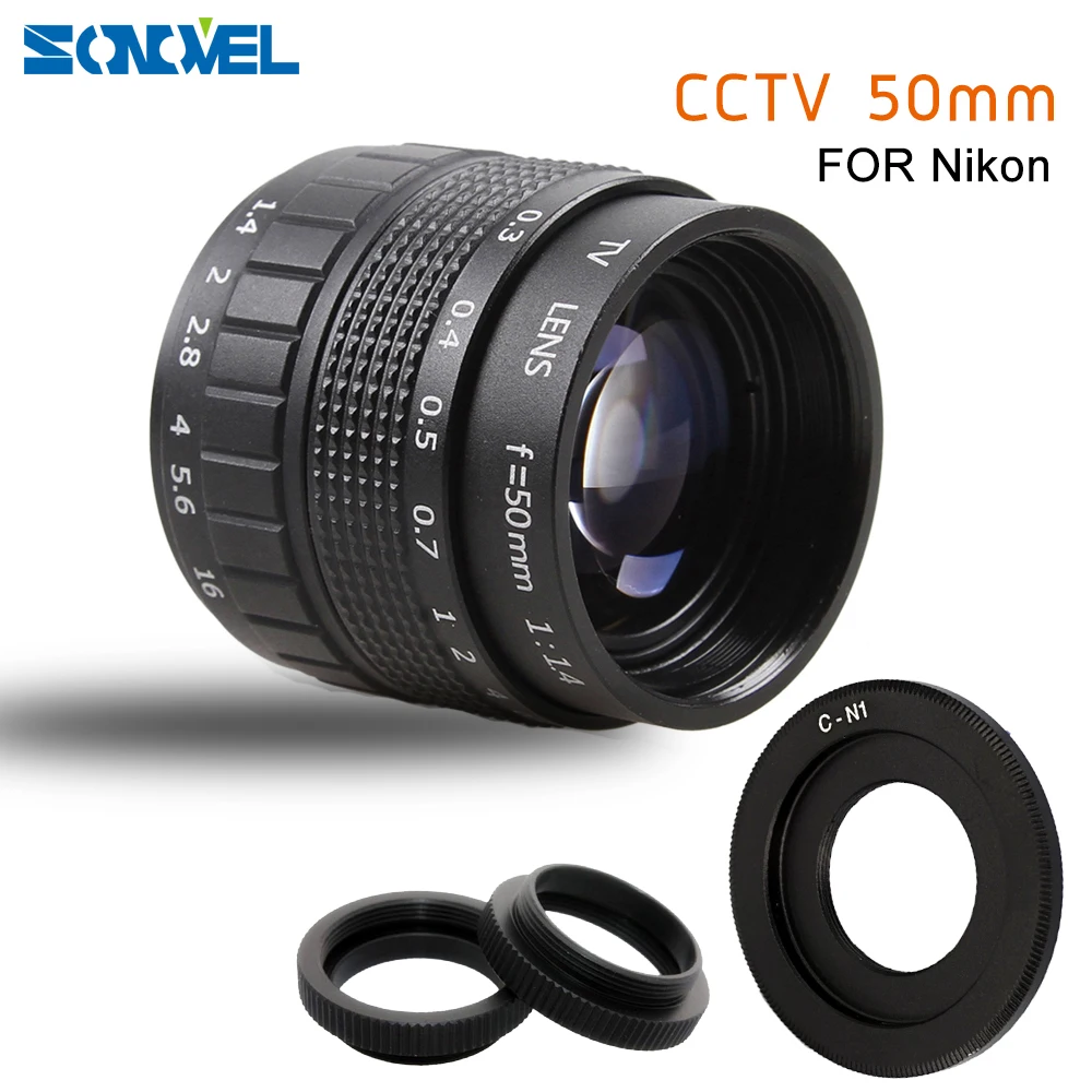 50mm F1.4 CCTV TV Obiektyw filmowy + mocowanie C + pierścień makro do aparatu bezlusterkowego Nikon 1 AW1 S2 J4 J3 J2 J1 V3 V2 V1 C-NI