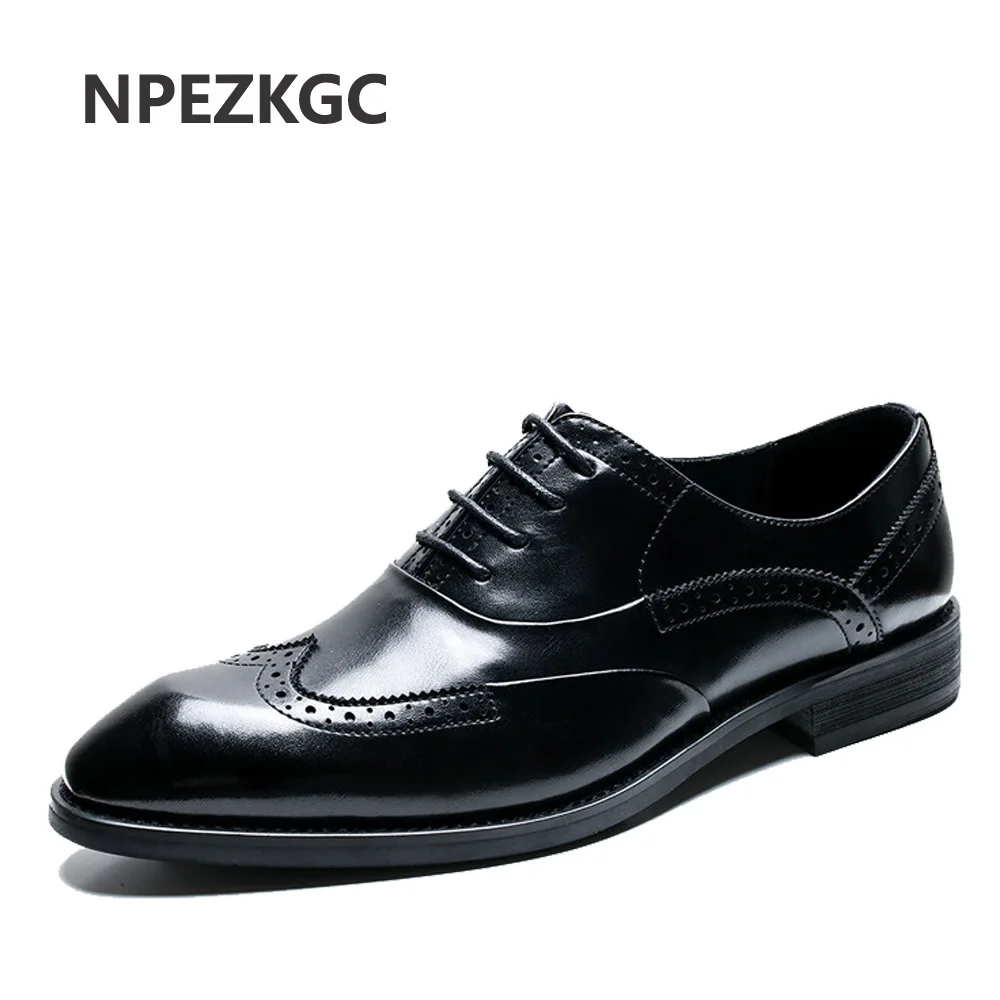 

NPEZKGC Men Leather Dress Shoes Oxford Shoes Men Pointed Toe Wedding Dress Business Shoes For Men Zapatos Hombre