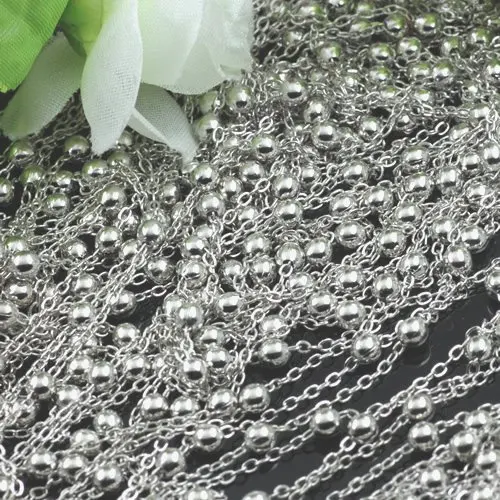 

Free shipping!!!! 50m/lot dull silver tone 4mm ball with chain findings