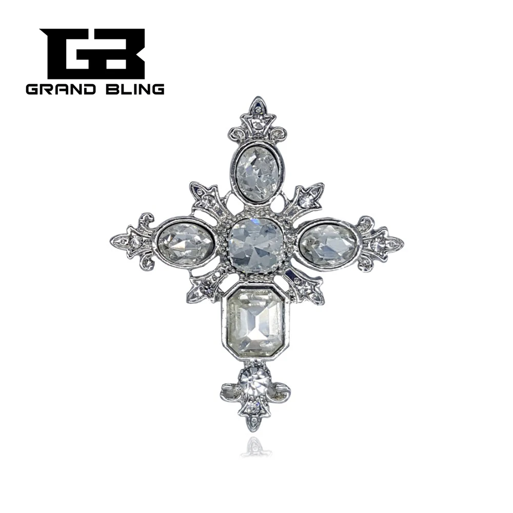 Vintage Style Crystal Gothic Cross Brooch Pin Gift