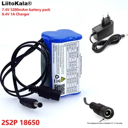 LiitoKala Protect 7.4 V 5200 mAh 8.4 V 18650 li-lon bateria światła rowerowe lampa czołowa specjalny akumulator DC 5.5MM + 1A ładowarka