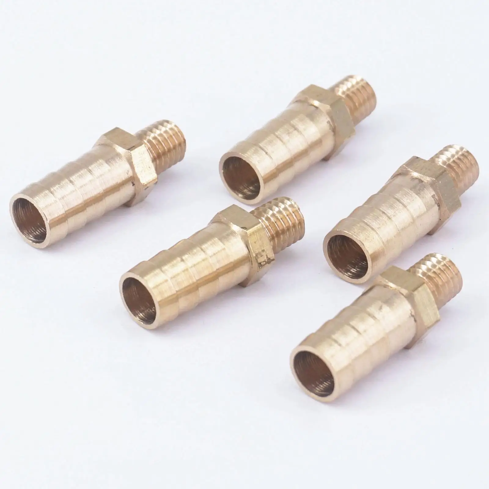 

LOT 5 Hose Barb I/D 10mm x M8 Metric Male Thread Brass coupler Splicer Connector fitting for Fuel Gas Water