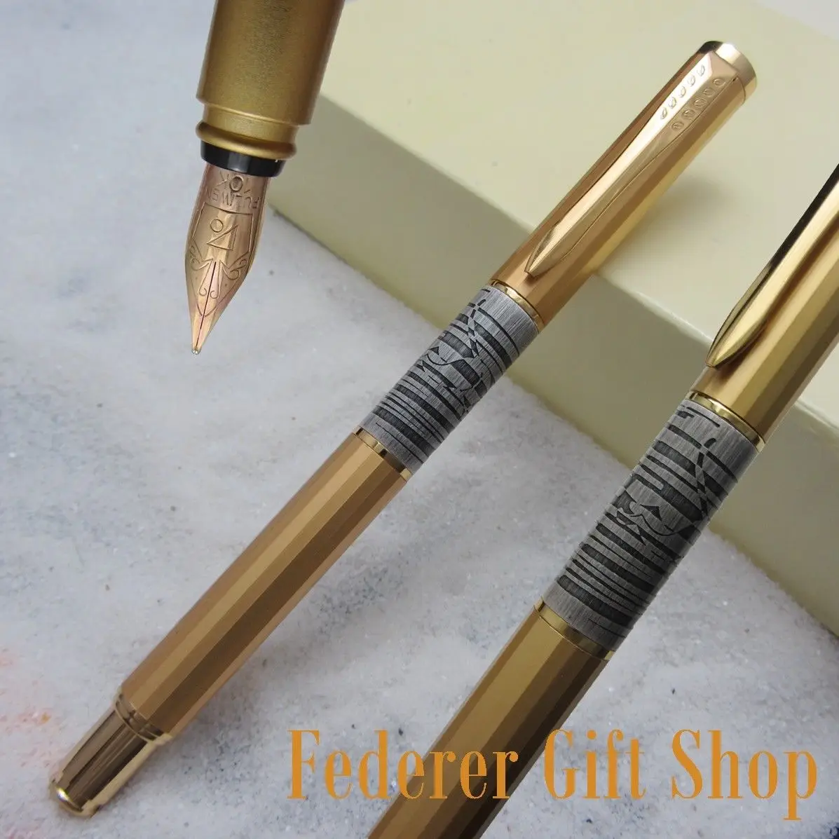 Fuliwen F2003 Unique Rhombus Cheetah graphics Pen Body 10K Golden Nib Fountain Pen