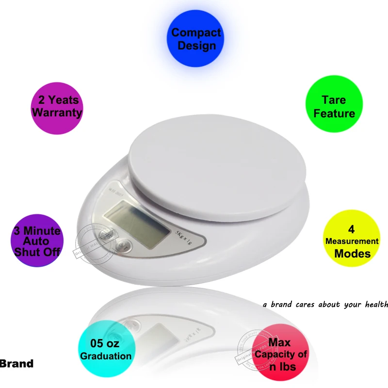 Walfos 5kg/1g Portable Digital Scale LED Electronic Scales Postal Food Balance Measuring Weight Kitchen LED Electronic Scales