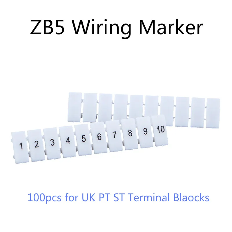 

ZB-5 Plastic Wiring Markers 1-100 Numbers Cable Marker Strips for UK ST PT Din Rail Terminal Blocks ZB5