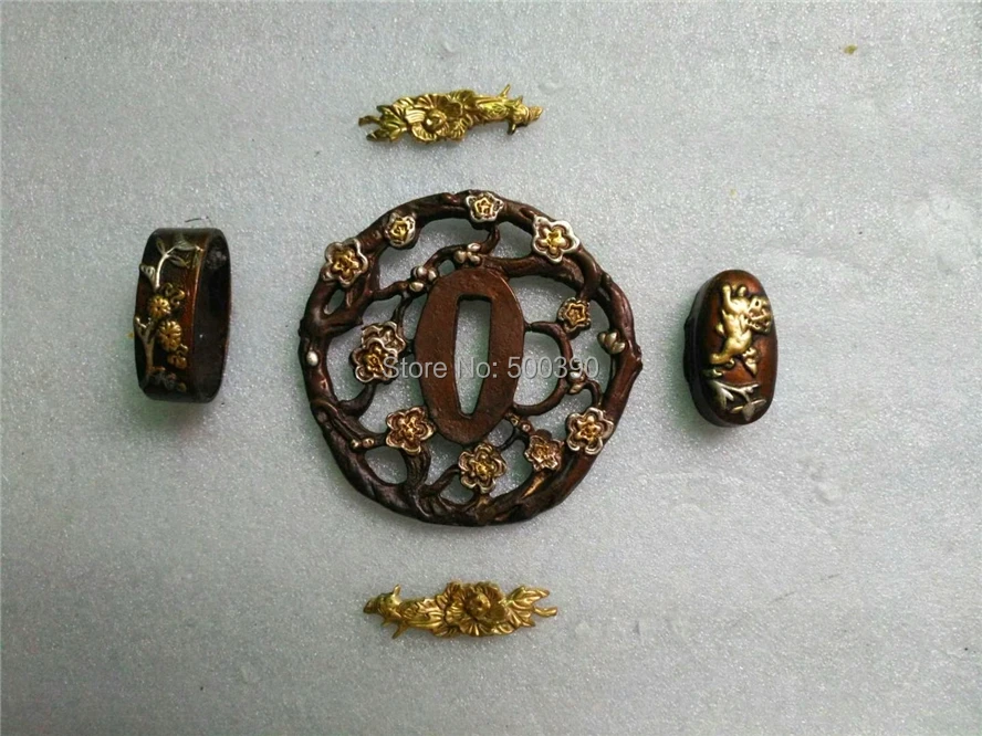 

Set Nice Copper Tsuba Guard For Japanese Samurai Sword Katana Tsuba W/ Plum Blossom Design