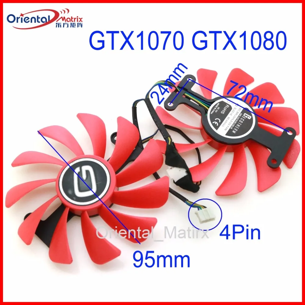 

Free Shipping 2pcs/Lot GFM10012H12SPA 95mm VGA Fan 4Pin For GAINWARD GTX1070 GTX1080 Graphics Card Cooler Cooling Fan