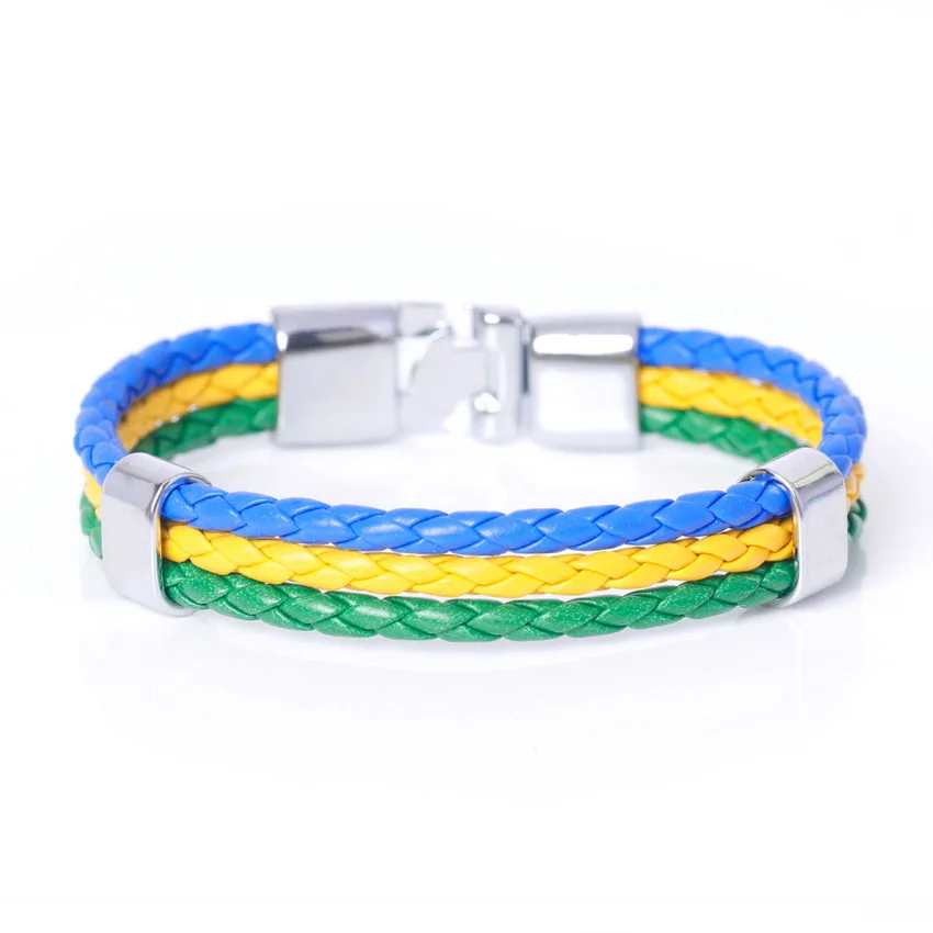 TYO New Fashion Braided Surfer Bandage National Spain Flag Leather Bracelets Trendy Sporty Friendship Bangles For Men Women