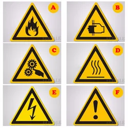 High quality 5/Pcs Warning Signs Stickers Logo Security Safety Labels Water Oil-Proof Warning Tags Wall Machine Sticker