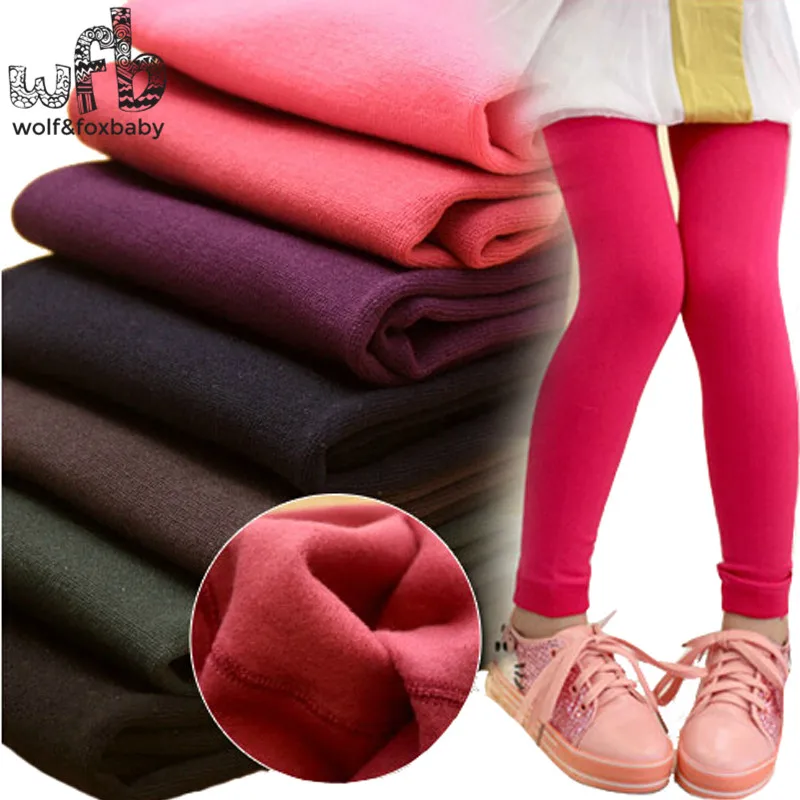 Retail 3-11years leggings candy thickened velvet children Kids infant Baby Combed Cotton spring autumn fall winter