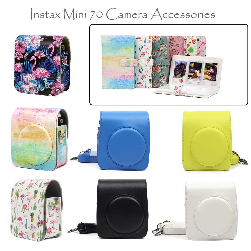 Quality PU Leather Camera Case/Bag/Cover and Instax Mini Film Photo Album for Fuji Fujifilm Instax Mini 70 Instant Film Camera