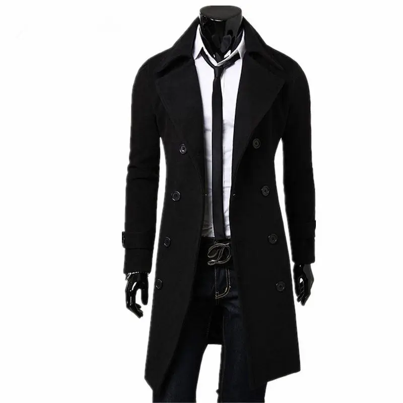 

Mens Trench Coat 2023 New Fashion Designer Men Long Coat Autumn Winter Double-breasted Windproof Slim Trench Coat Men Plus Size