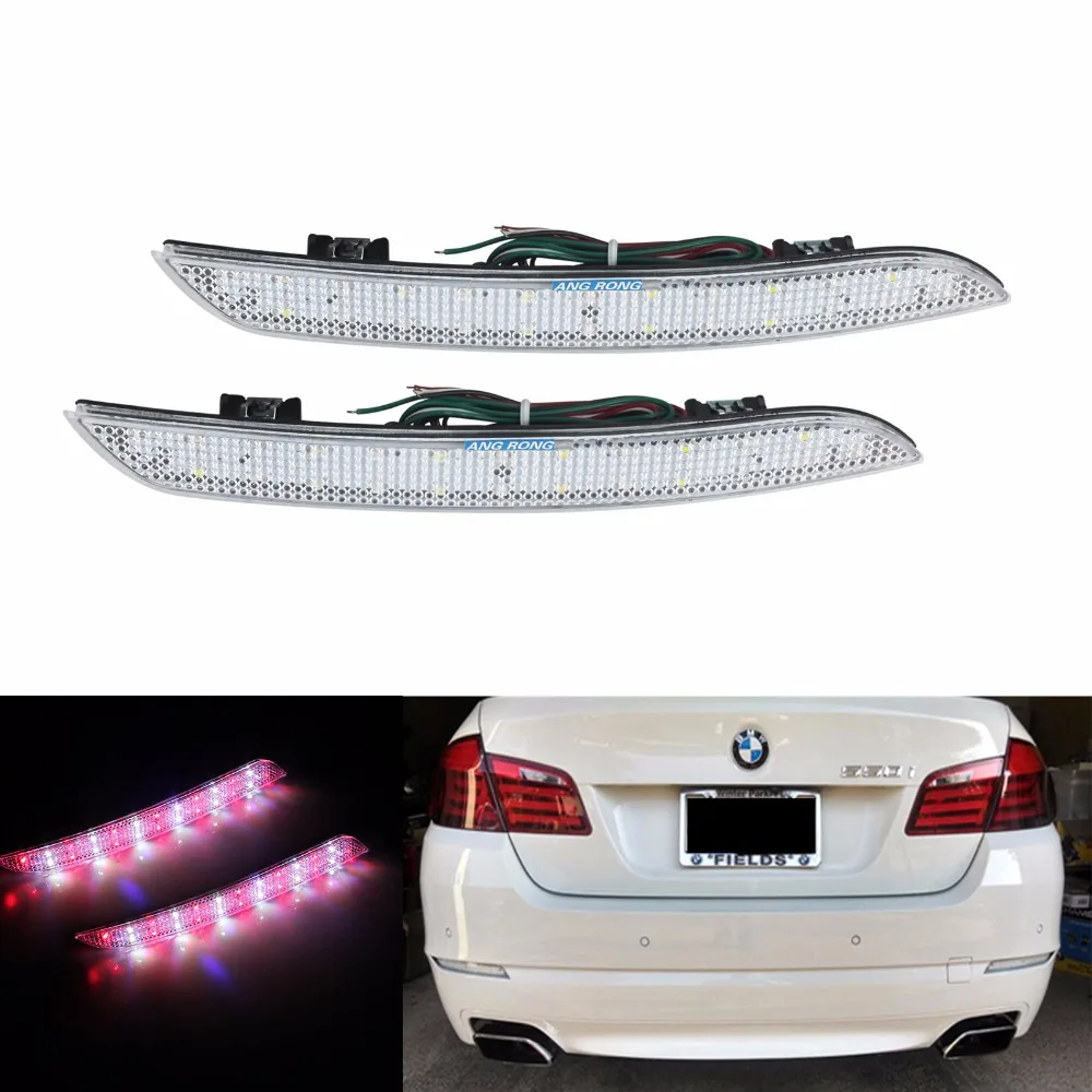 

ANGRONG 2x Clear Bumper Reflector LED Reverse Tail Brake Light For BMW F10 F11 F18 5 Series(CA179)