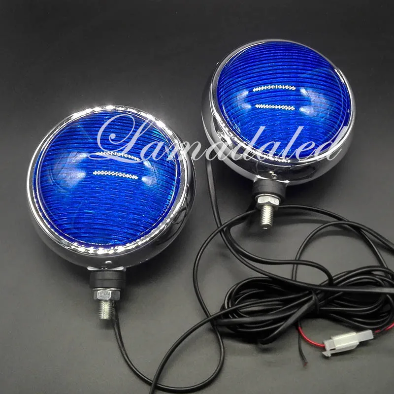 red blue round 2X50led High bright police motorcycle led strobe lights patrol motorbike front flash warning lamp 12V