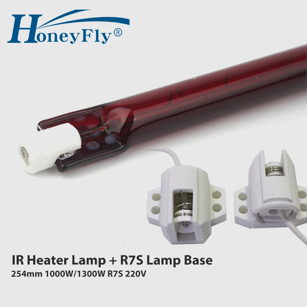 HoneyFly 2pcs Infrared Heater Lamp1000W/1300W J254 220V R7S IR Halogen Heating Element Quartz Tube Ruby Drying Painting Printing