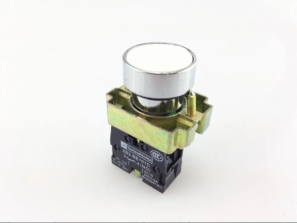 10 قطعة BA11 XB2-BA11 الأبيض الذاتي إعادة تعيين لحظة فلوش مجهار 1 N/O شقة مفتاح بـزر دفع