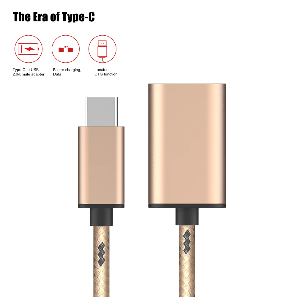 FLOVEME Type C OTG адаптер зарядное устройство Мужской USB кабель для прочного женского USB адаптер для Samsung S8 Xiaomi Nexus 5X 6P USB 2,0 кабель