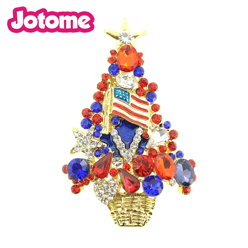 

100pcs/lot American Fourth of July Flag Patriotic Tree Pin Brooch