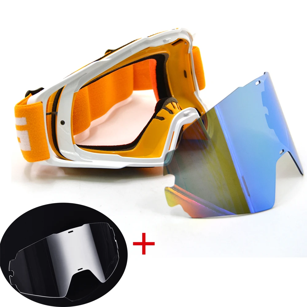 BJMOTO Motocross Dirt Bike Glasses With Extra Lens  ATV Casque Gafas Off Road Glasses Motorcycle Goggles