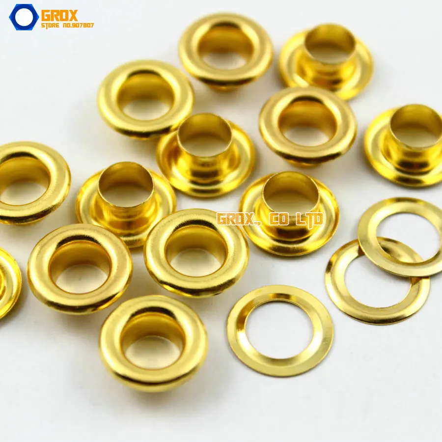 400 Set 14*8*5mm (Outer diameter * Inner diameter * Height) Gold Round Eyelet Grommet