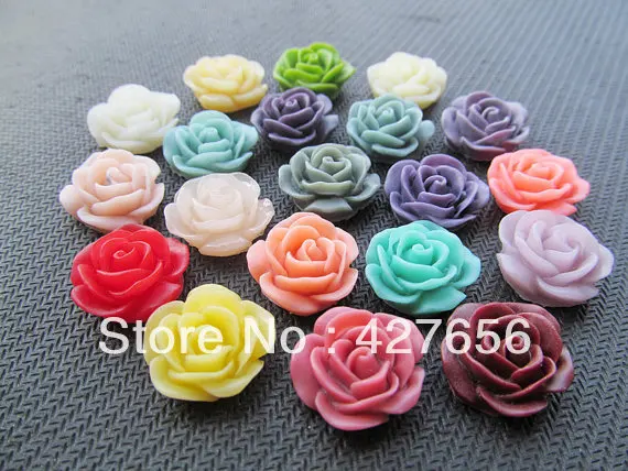 15pcs 19mm Mixed Colors Rose Blank Flatback Resin Cabochon Charm Finding,Phone Decoration Kit,DIY Accessory Jewellery Making