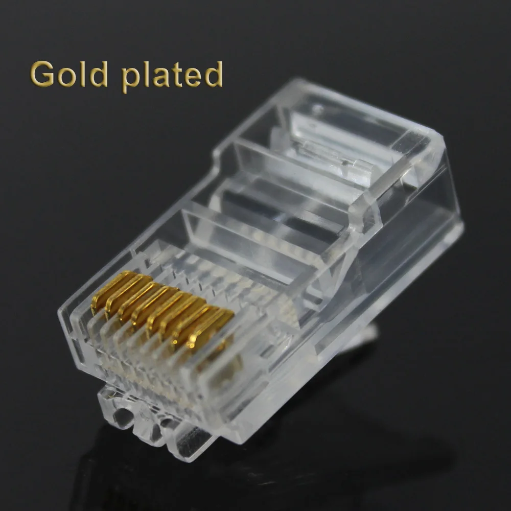 20/50/100 قطعة RJ45 إيثرنت موصل الكابلات وحدة التوصيل شبكة RJ-45 Lan كريستال رؤساء Cat5 Cat5e مطلية بالذهب كابل الشبكة